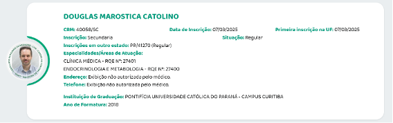 cadastro dr douglas no conselho regional de medicina